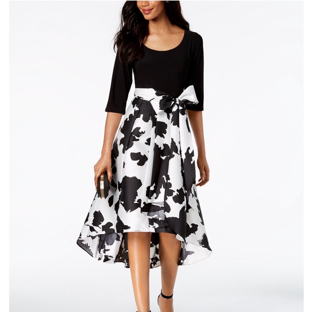R & M Richards floral high-low dress.